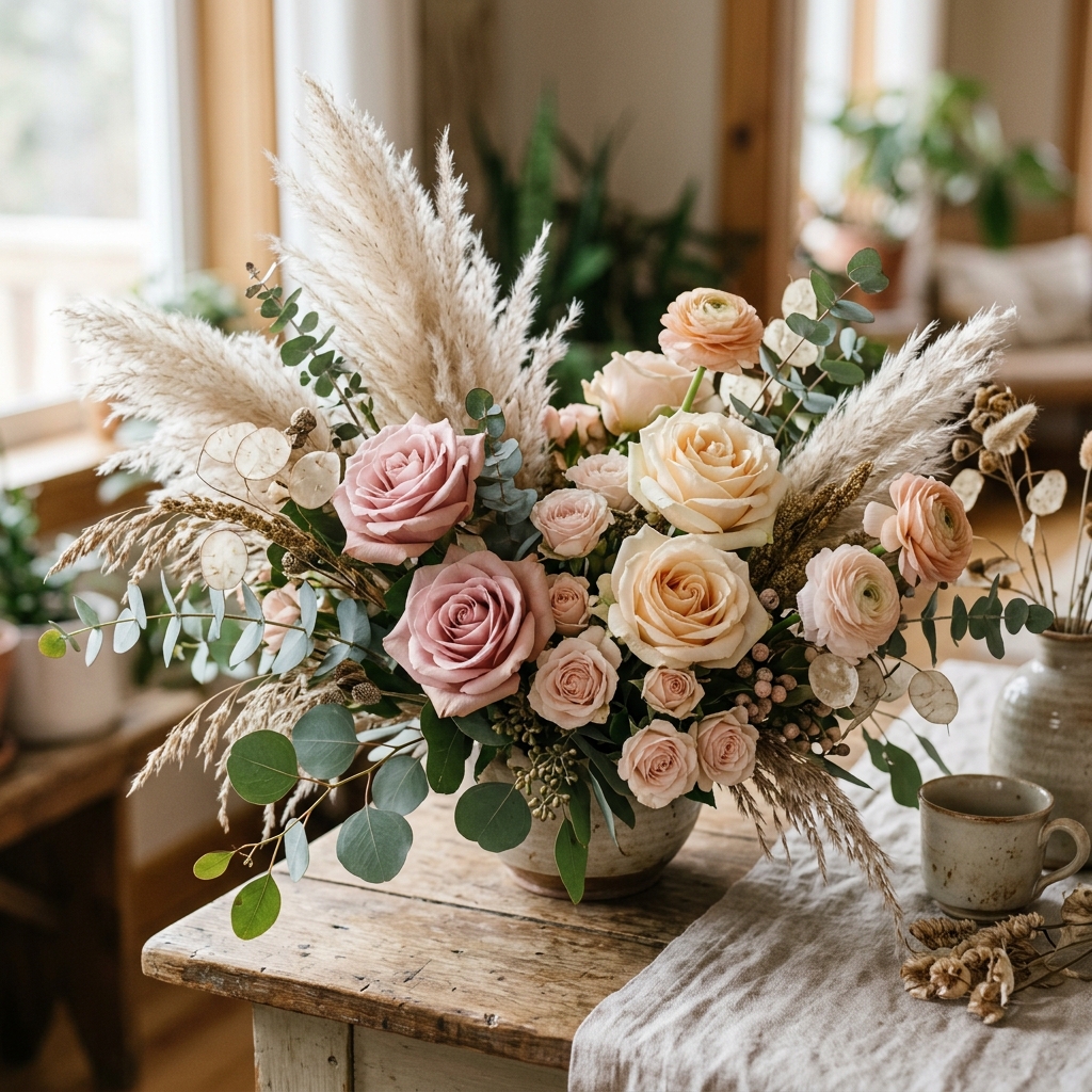 Bohemian floral arrangement